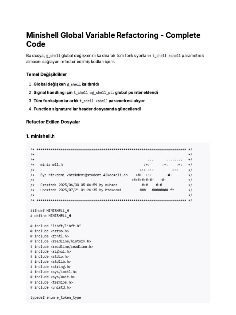 Minishell Refactored | PDF | Computing | Object Oriented Programming