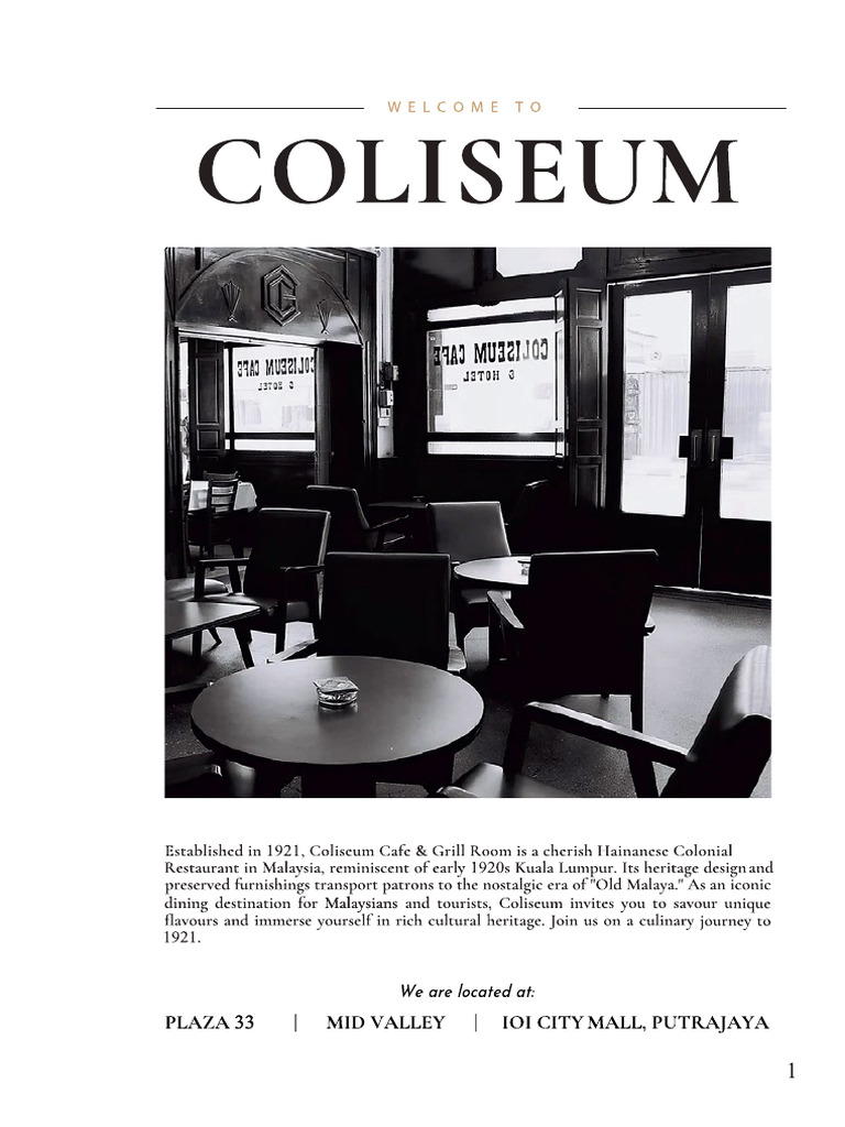 Coliseum Menu Plaza 33 New | PDF