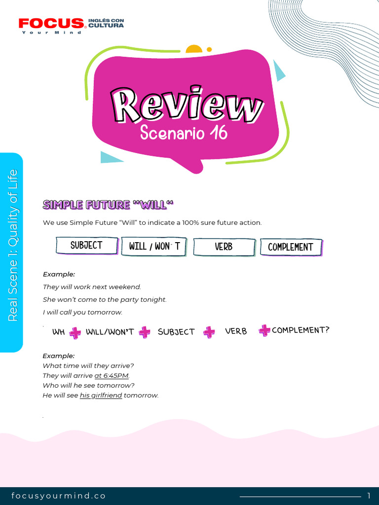 Review Real Scene 1 Scenario 16 | PDF | Subject (Grammar) | Linguistics