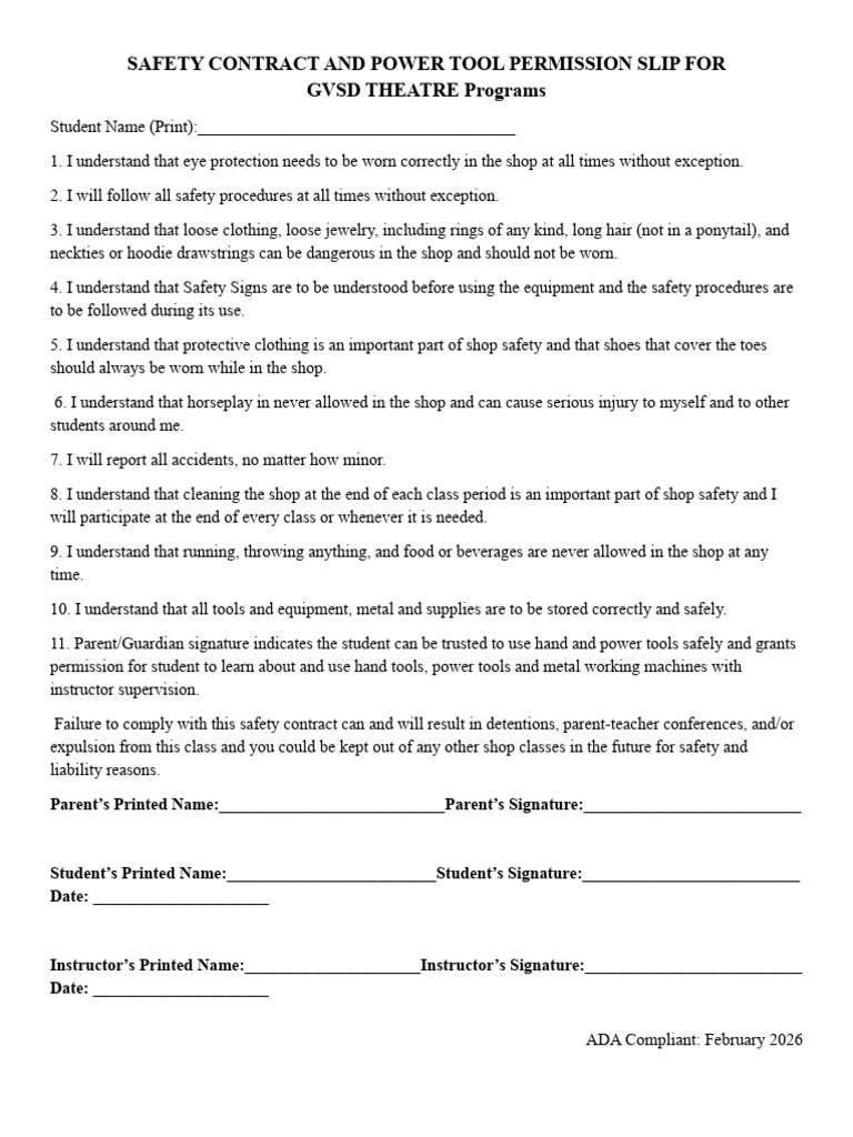Saftey Contract | PDF