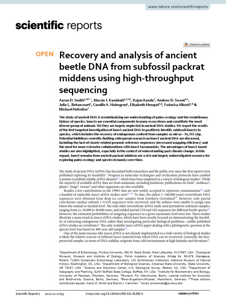 Smith Et Al 2021 Scientific Reports | PDF | Polymerase Chain Reaction ...