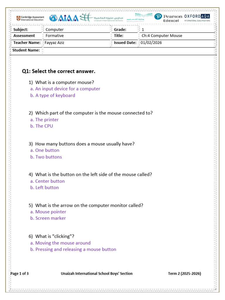Chapter4 Computer Mouse G1 | PDF | Cursor (User Interface) | Button ...
