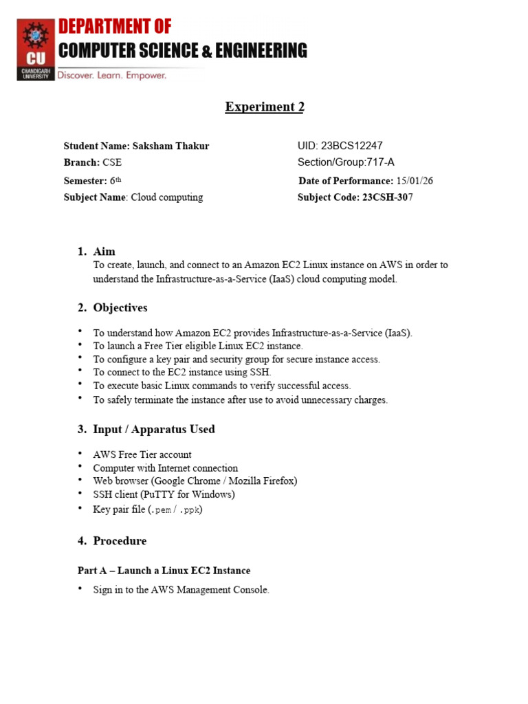 Exp 2 Cloud Computing | PDF | Secure Shell | System Software