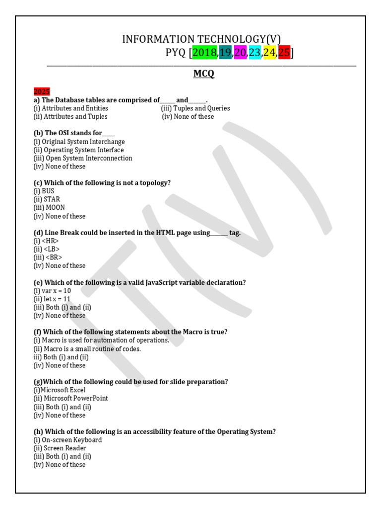 Information Technology (V) Pyq | PDF | Computer Network | World Wide Web