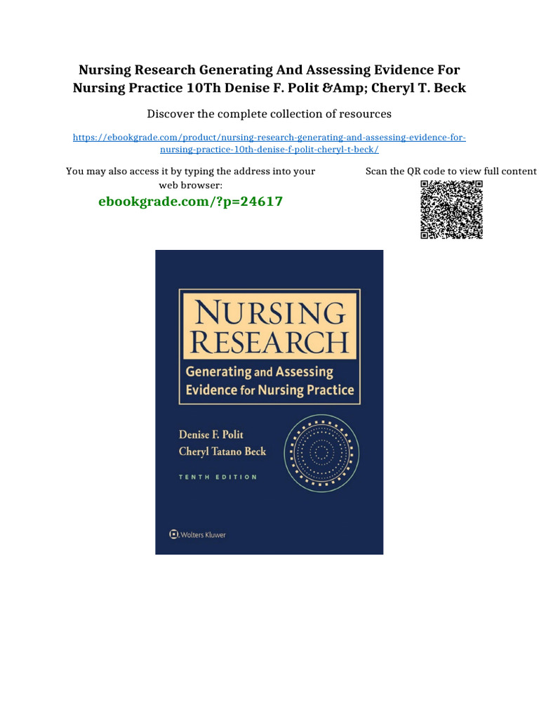 Nursing Research Generating and Assessing Evidence For Nursing Practice ...