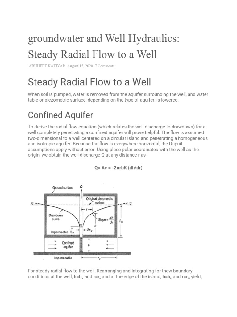 Steady Radial Flow To A Well | PDF | Aquifer | Hydrology
