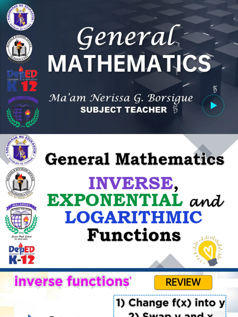 LESSON Gen Math Week 8 Logarithmic Function | PDF