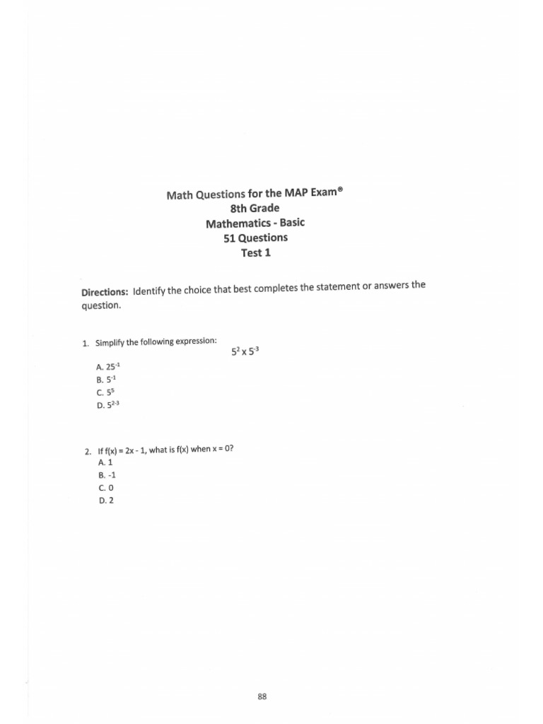 MAP 8 Basic Test | PDF