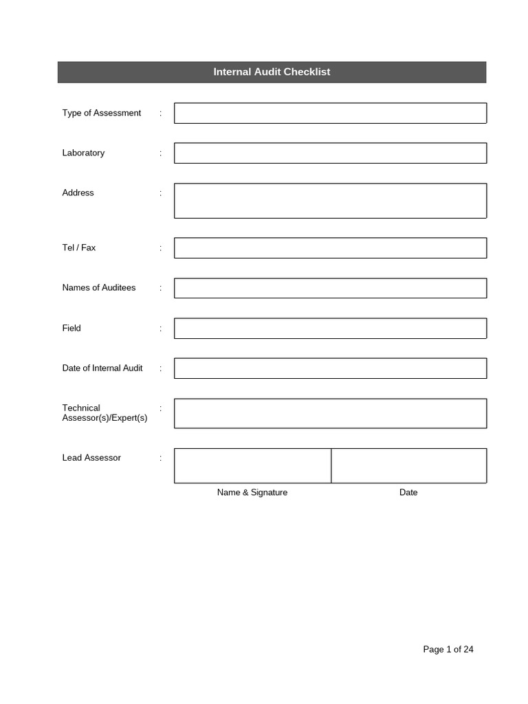 Internal Audit Checklist | PDF | Calibration | Verification And Validation