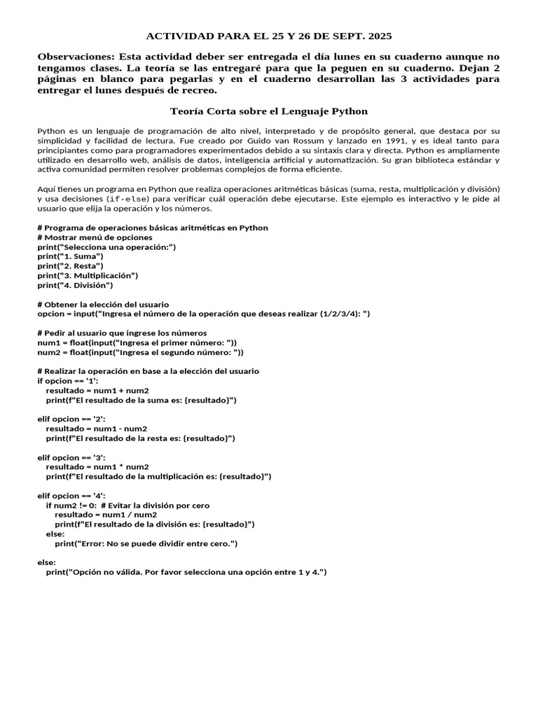 Actividad 1 III Trim PYTHON | PDF | Python (lenguaje de programación ...