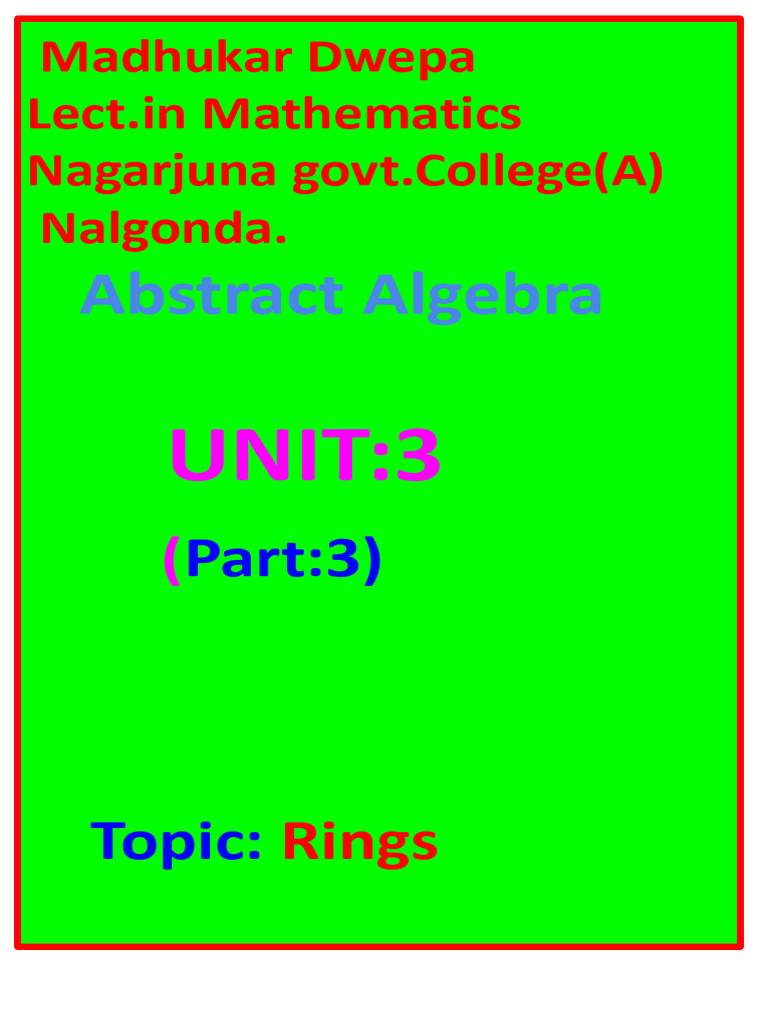 Abstract Algebra Unit3 (Part3) | PDF