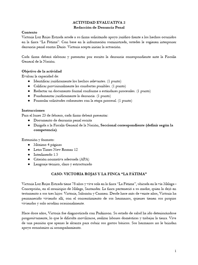 Caso_ Victoria Rojas y La Finca “La Fátima” (1) | PDF