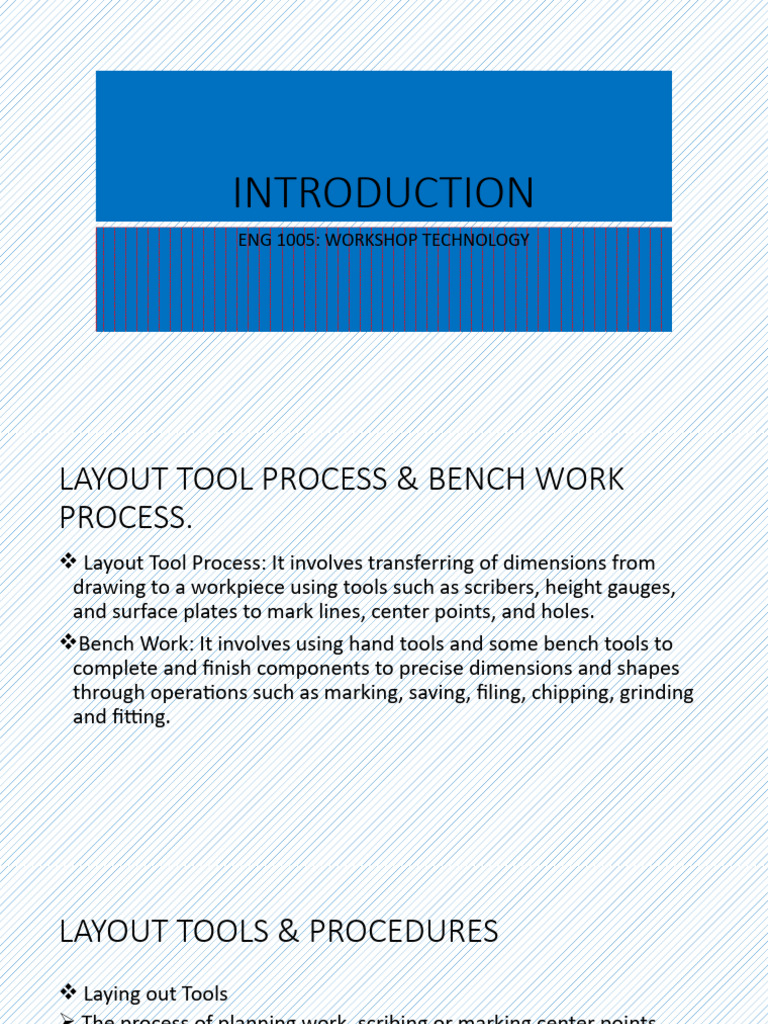 MENG 1005 Workshop Technology Layout Tool Process Bench Tool. | PDF ...
