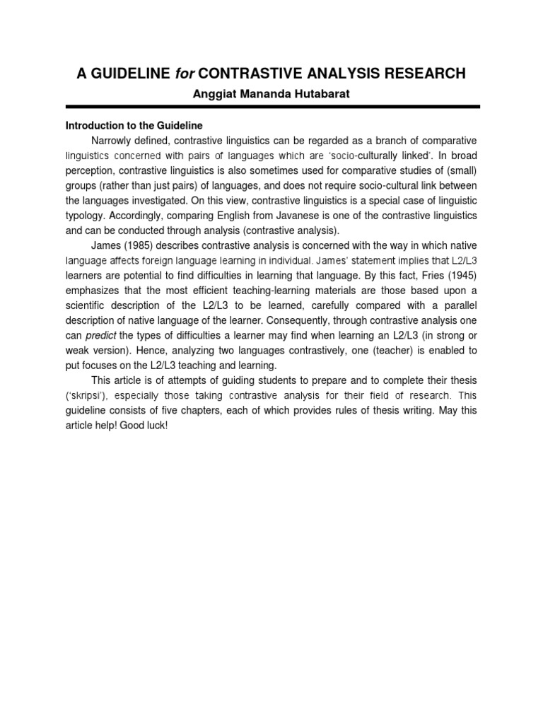 Guidelines for Contrastive Analysis Research | PDF | Phoneme | English ...