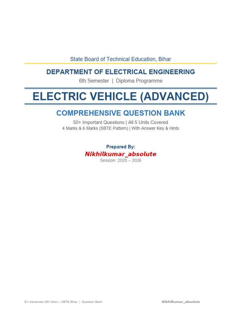 EV Advanced Question - Bank... | PDF | Battery Charger | Electric Vehicle
