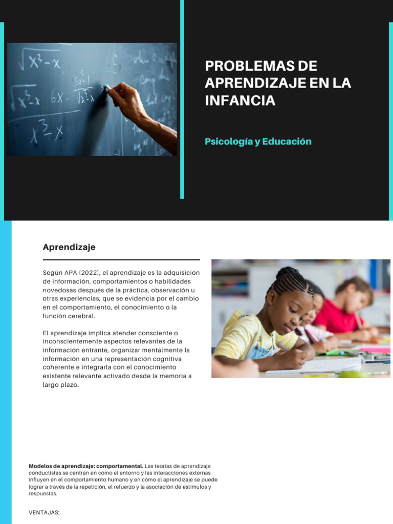 Dificultades de Aprendizaje en La Infancia | PDF | Aprendizaje ...