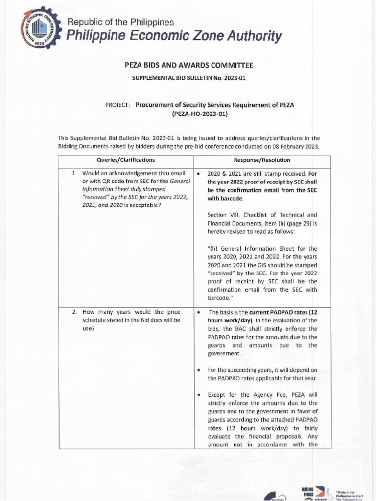 Bid Bulletin No. 2023-01 - Security Services Requirements W Padpao ...