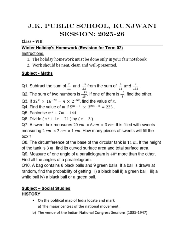Winter Holiday's Homework VIII | PDF | Thought | Behavioural Sciences