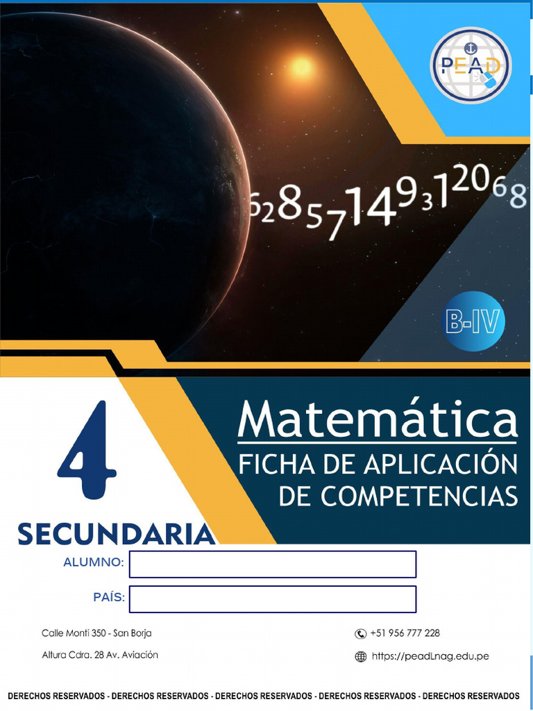 4 Ficha Aplic Comp IV Bim 2025 | PDF | Matemáticas