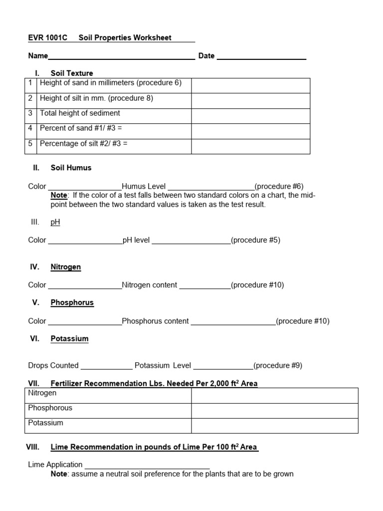 07 Soil Properties Worksheet | PDF