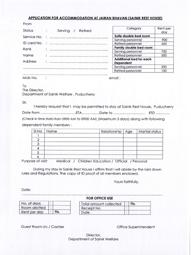 Application For Accommodation | PDF