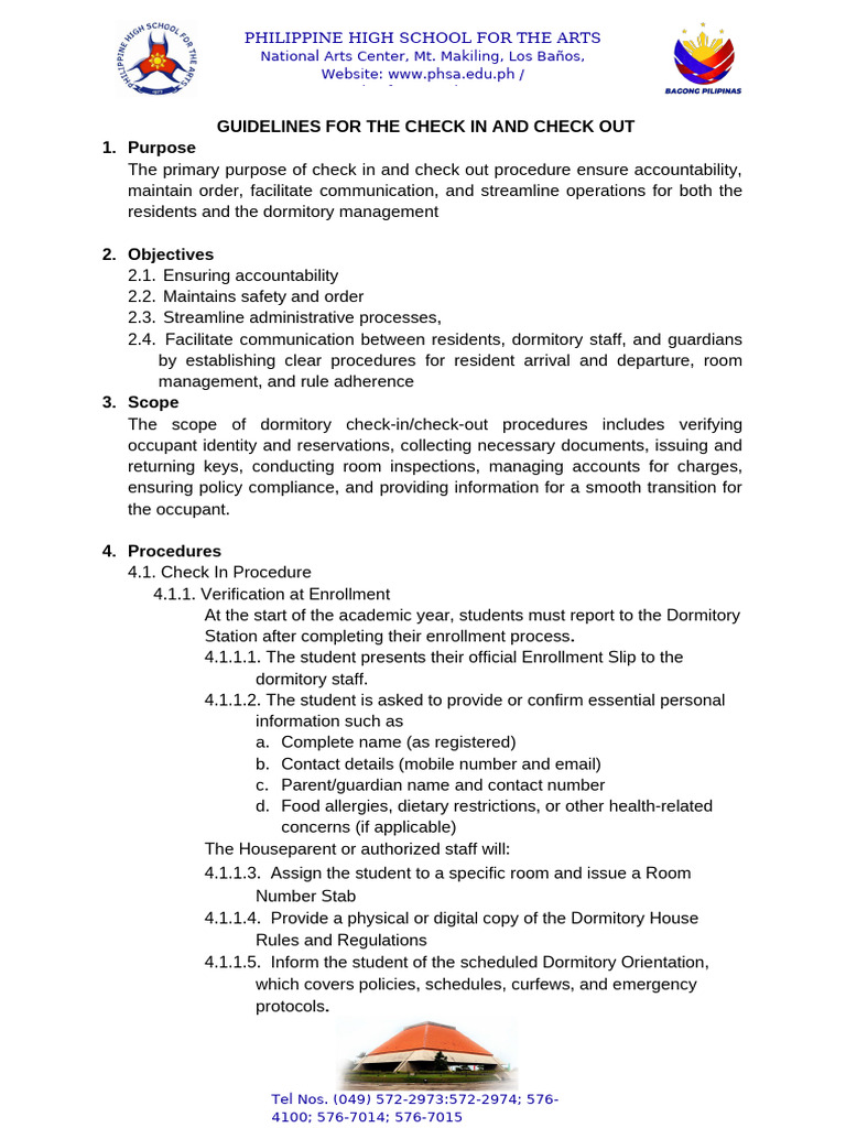 Check in Ckeck Out Procedure | PDF