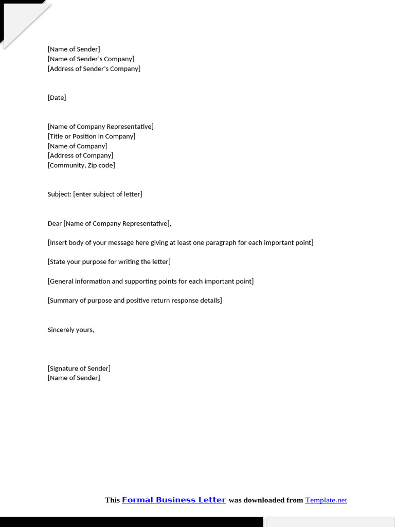 Formal Business Letter Template | PDF