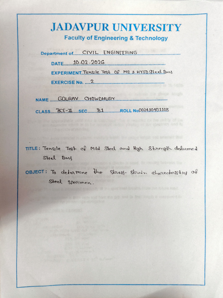 Tensile Test of TMT Bars | PDF