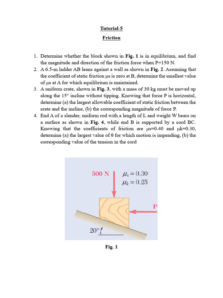 T5 Friction Questions | PDF