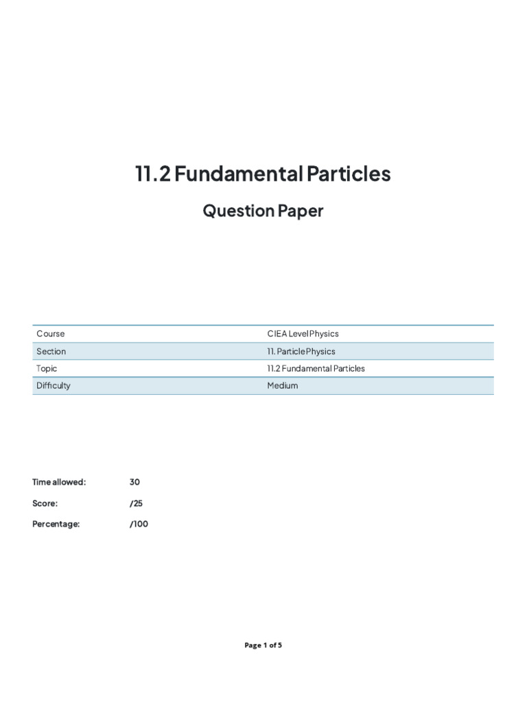 11.2 Fundamental Particles SQ Medium | PDF | Quark | Hadron
