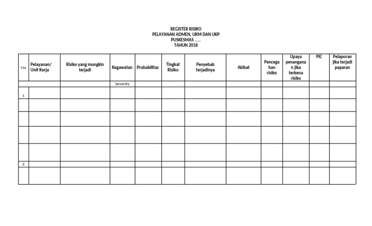 Contoh Register Risiko | PDF