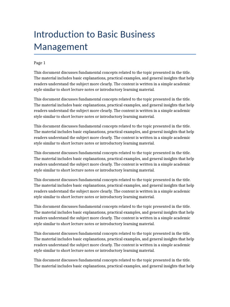 Introduction To Basic Business Management | PDF | Lecture | Learning