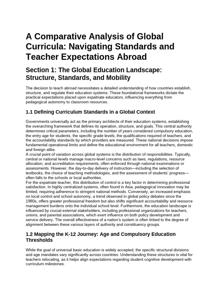 A Comparative Analysis of Global Curricula - Navigating Standards and ...