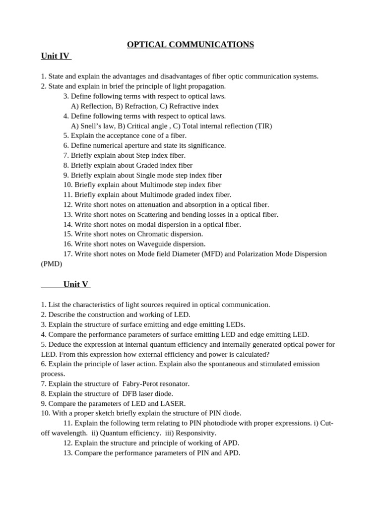 OFC Assignment Questions | PDF | Optical Fiber | Optics