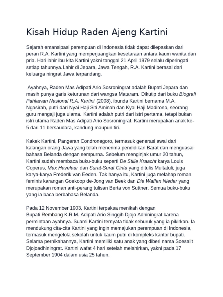Raden Ajeng Kartini | PDF