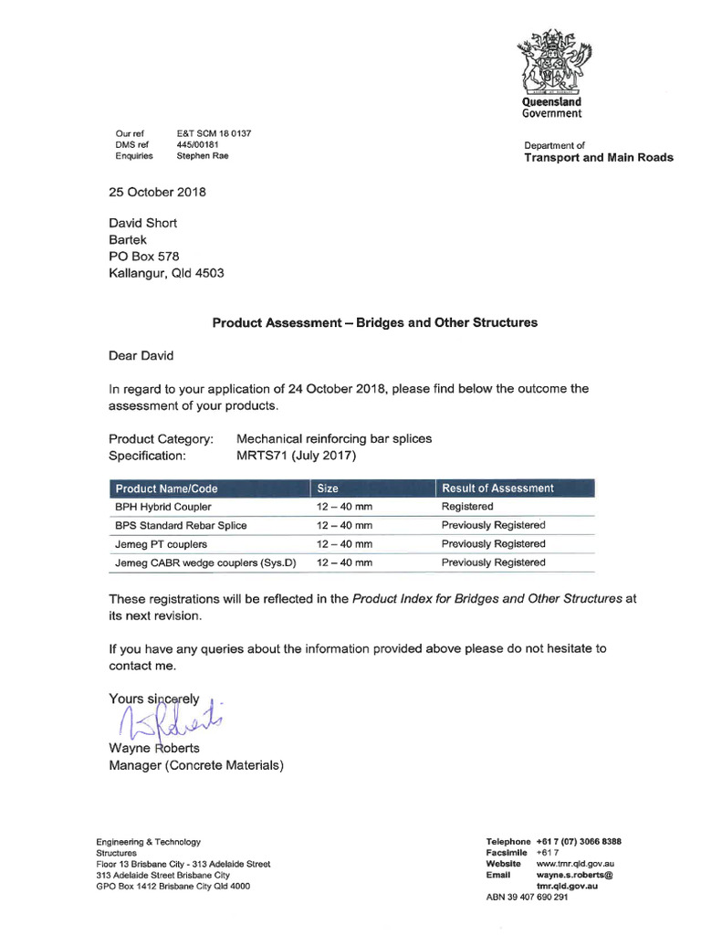 SRG Global - Bartek BP TMR Approval | PDF