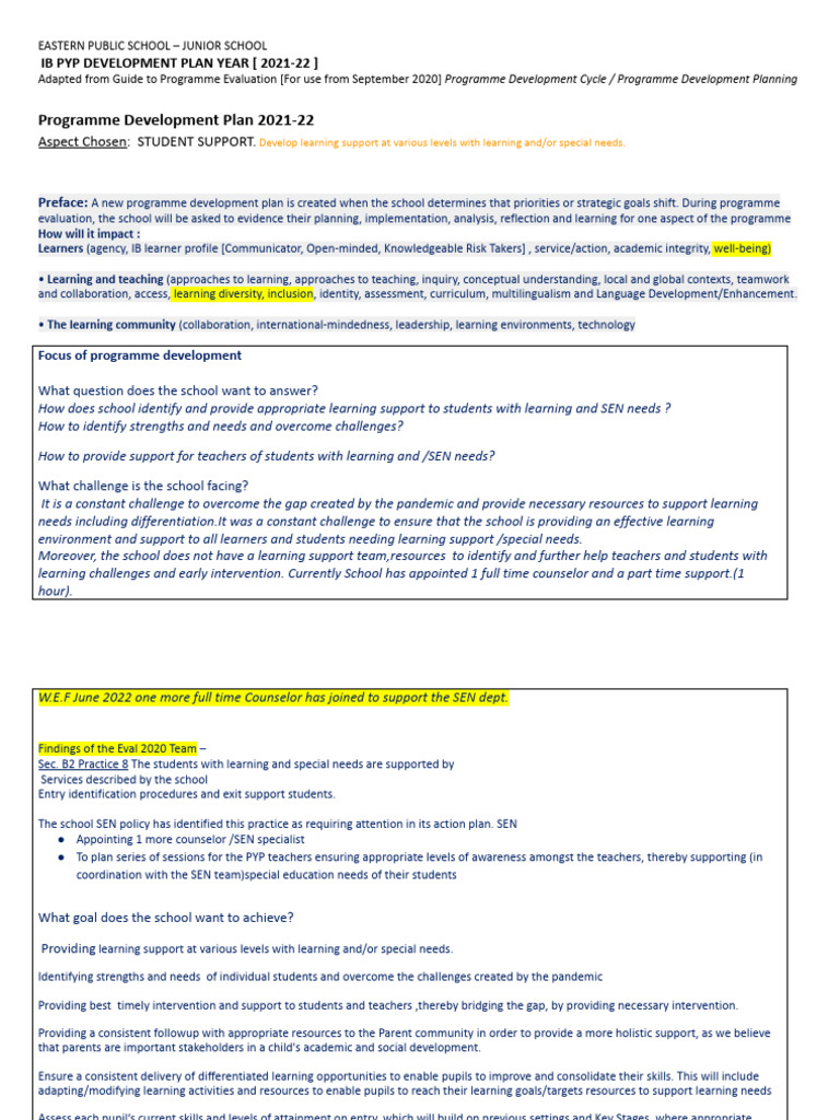 Sen Ib PDP Development Plan New | PDF | Learning | Differentiated ...