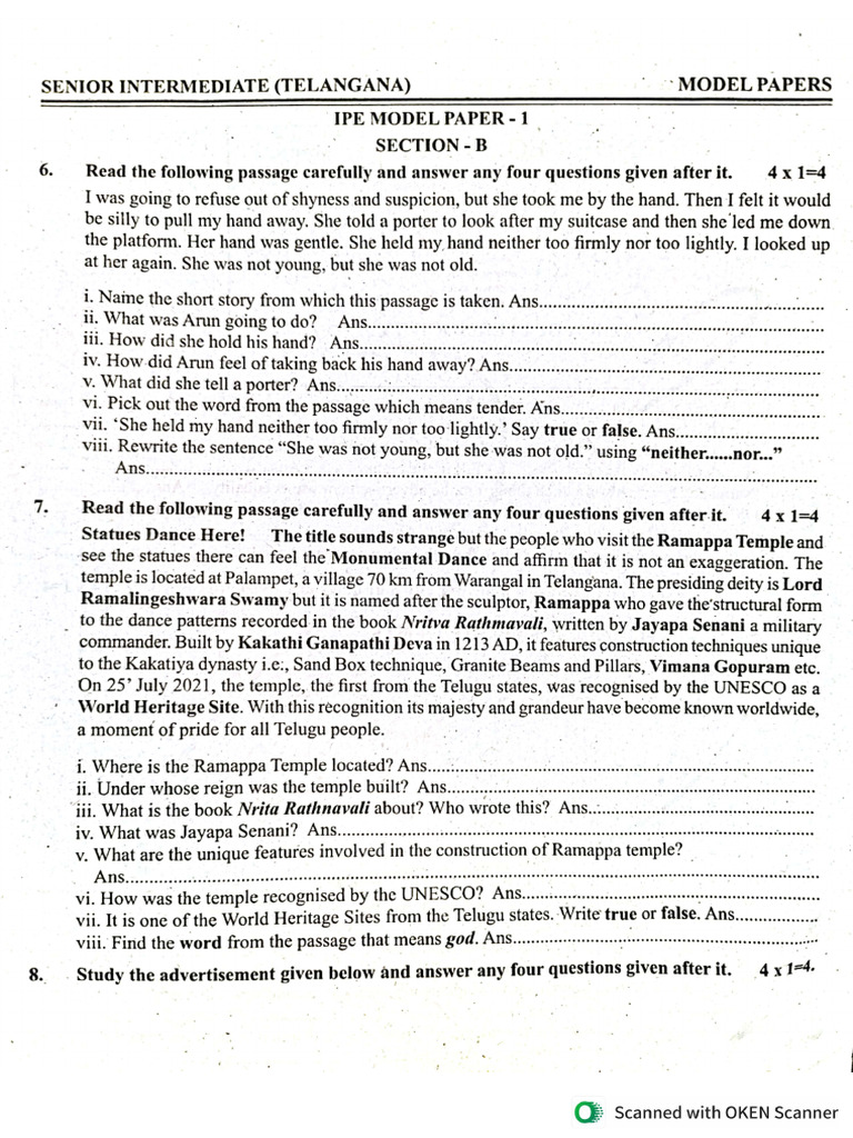 JP English Model Paper 1 | PDF