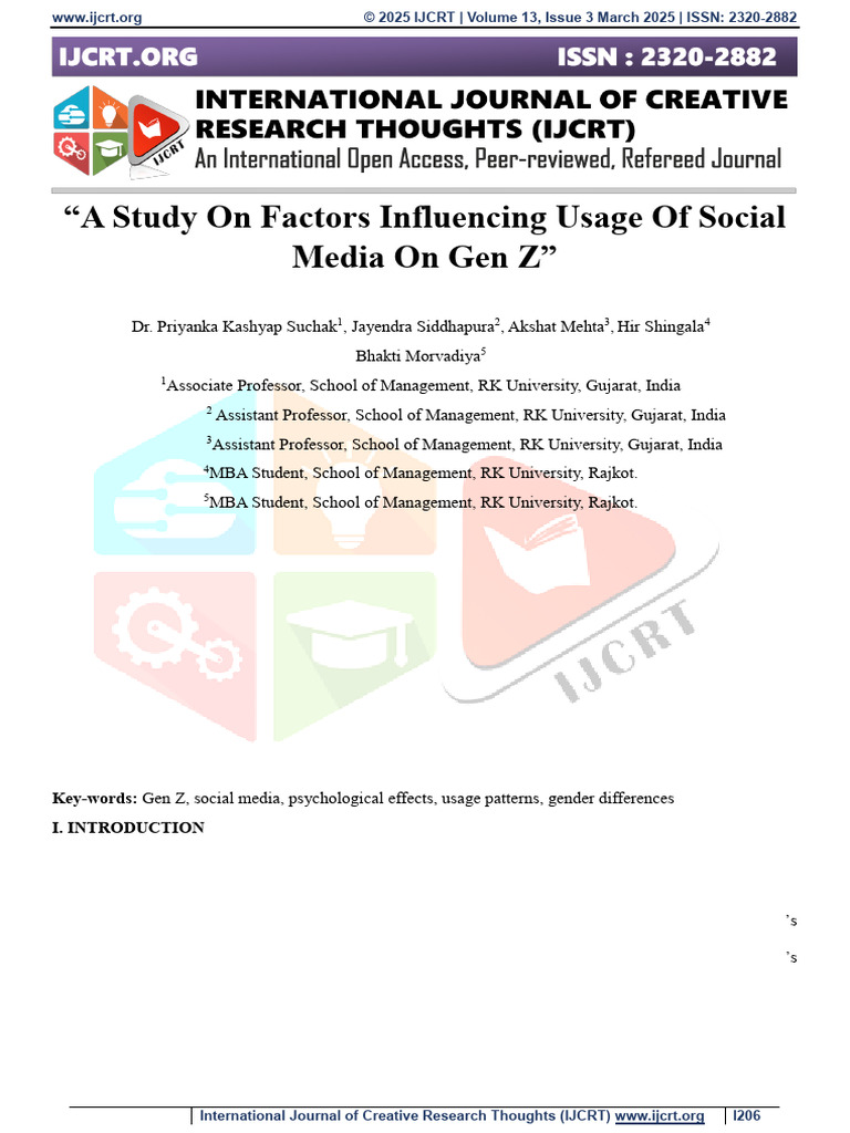 A Study On Factors Influencing Usage of Social Media On Gen Z | PDF ...