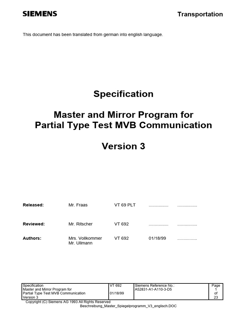 3.1 Specification Master Mirror Program V3 | PDF | Specification ...