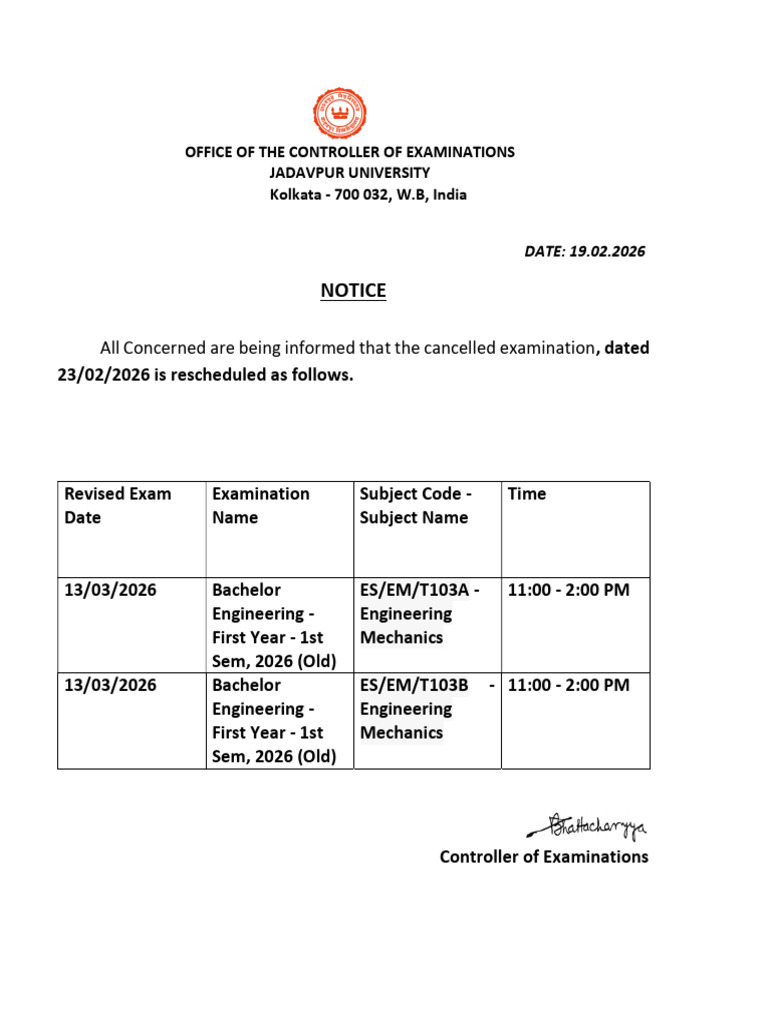 Examination Notification | PDF