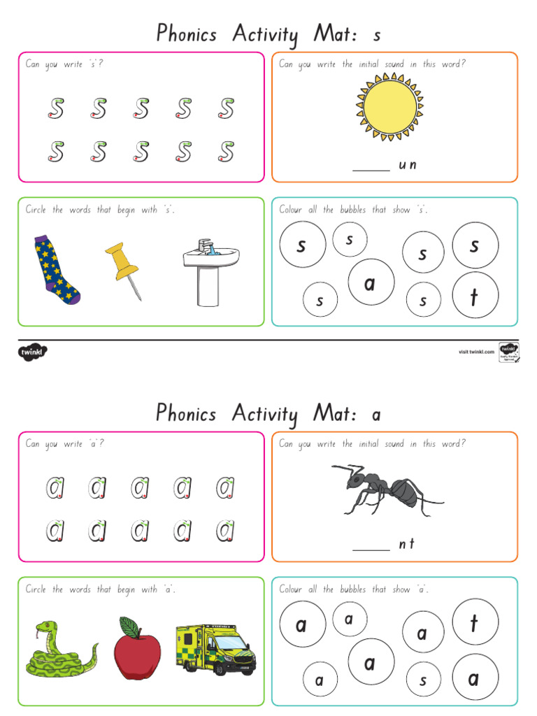 T e 2550885g Eyfs Phase 2 S A T P I N Phonics Activity Mats Ages 4 5 Sa ...