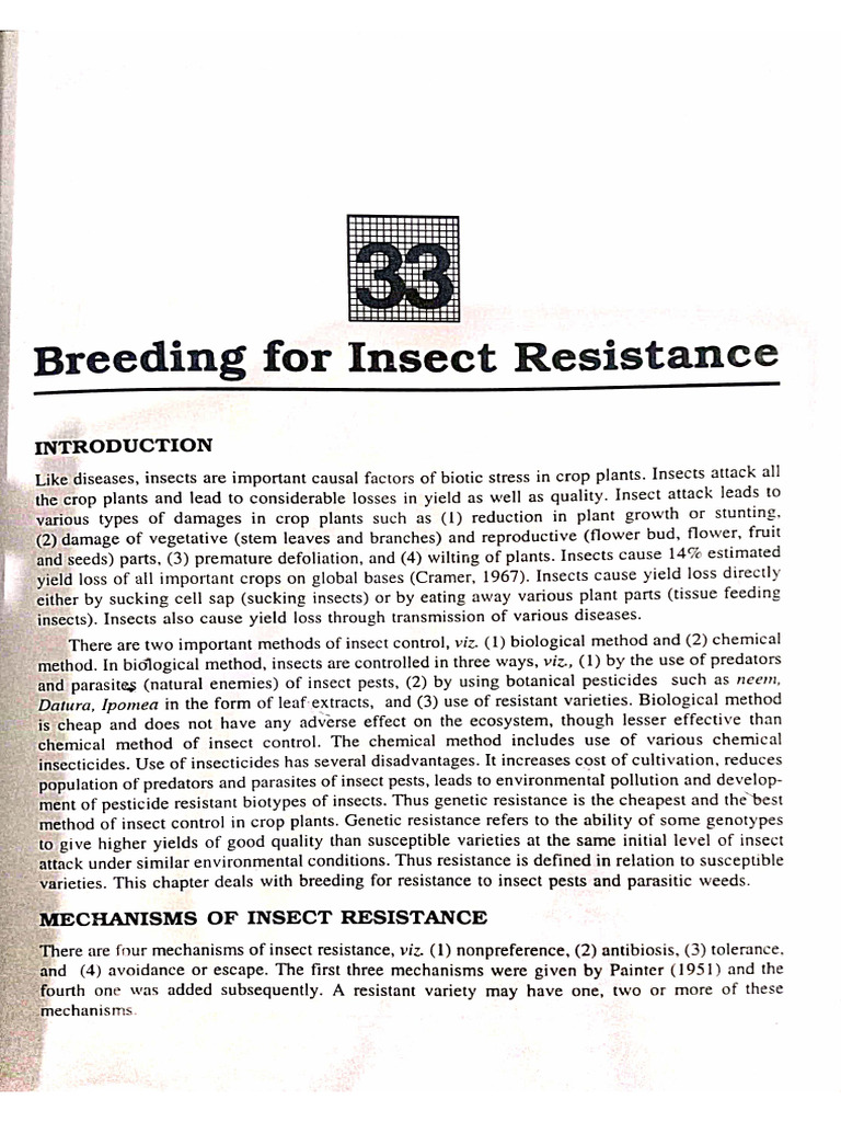 Breeding For Insect Resistance | PDF
