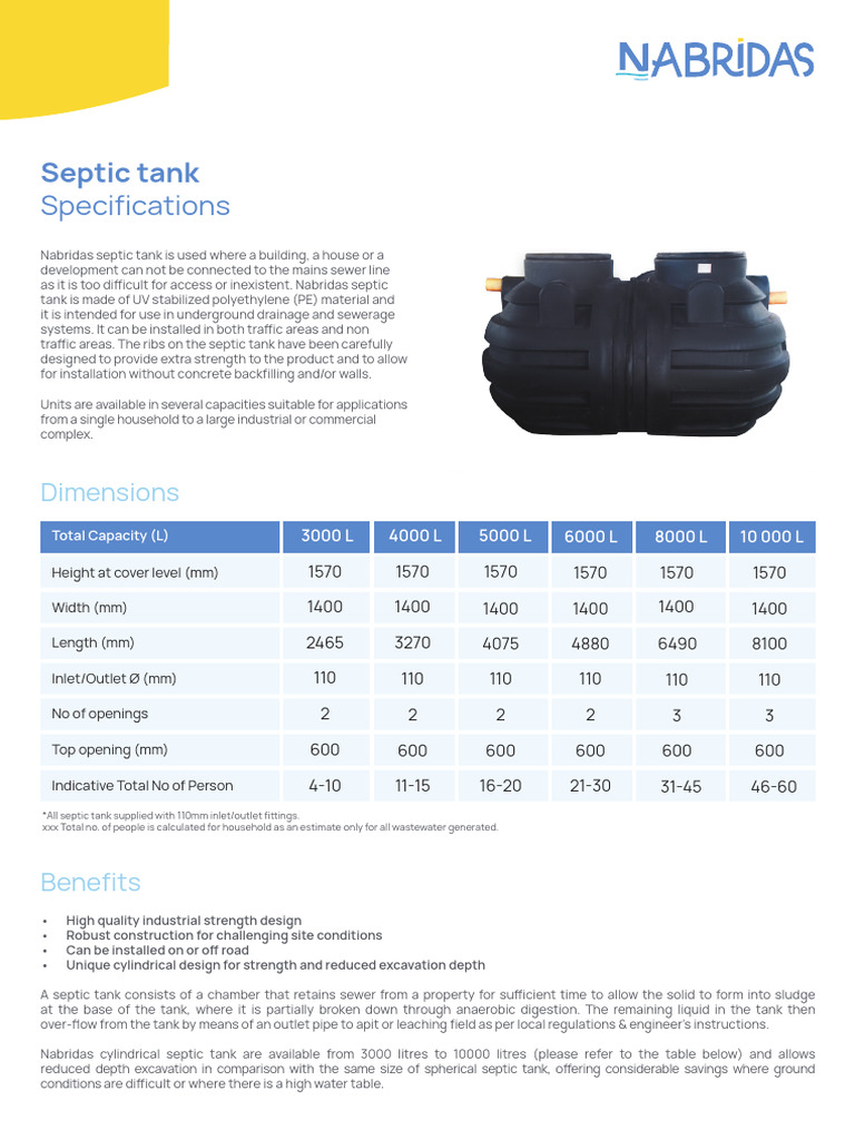 Septic Tank Specifications - 2022 | PDF | Septic Tank | Storm Drain