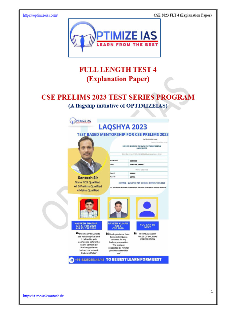 FULL LENGTH TEST 4 Explanation File Print Lyst5114 | PDF