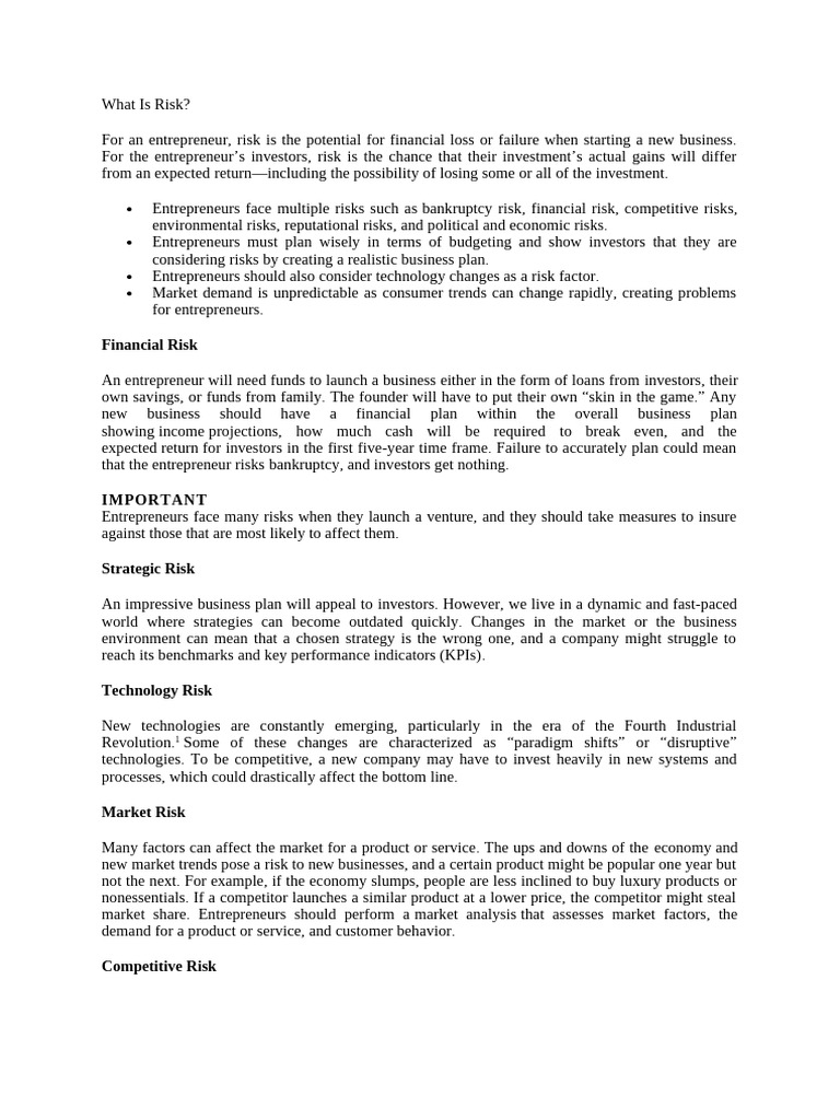 Risk and Solluton For Business Risk Material | PDF | Risk | Risk Management