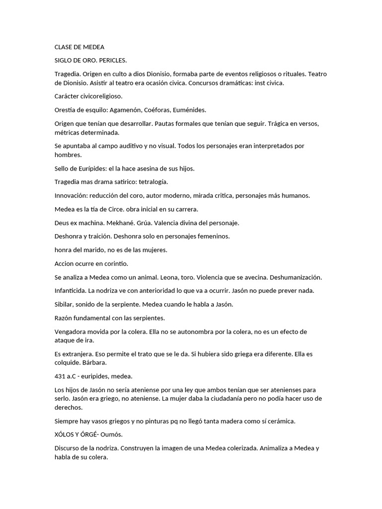 Clase de Medea | PDF | Tragedia griega