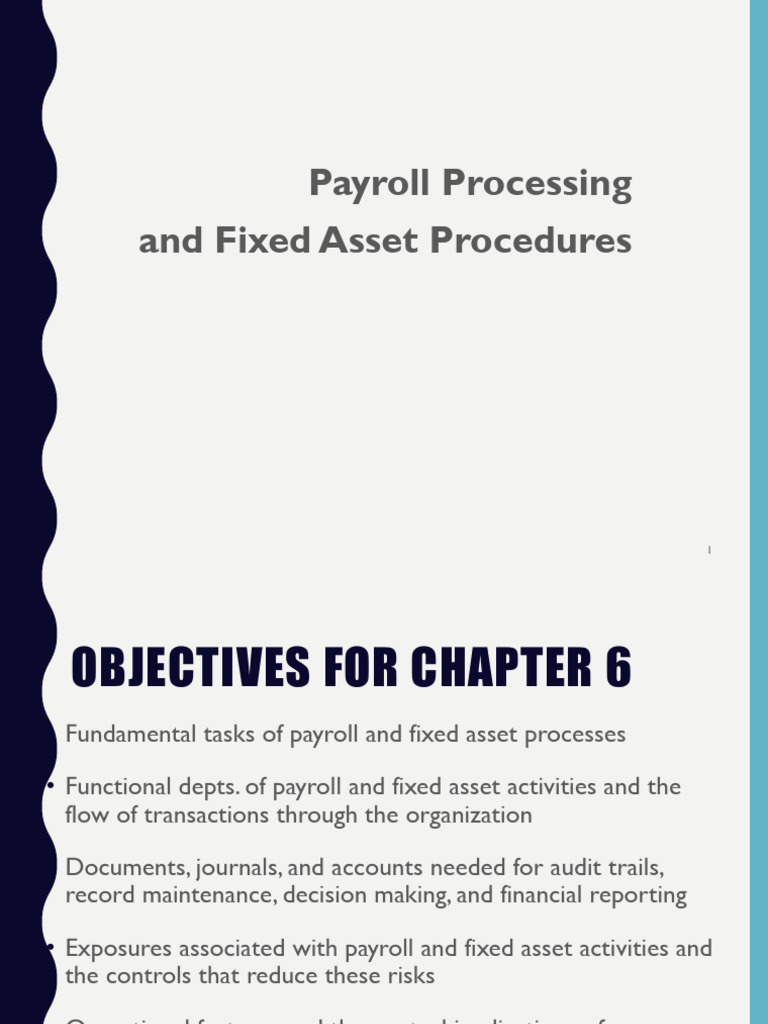 CHPT 6 - Payroll Fixed Assets | PDF | Depreciation | Fixed Asset