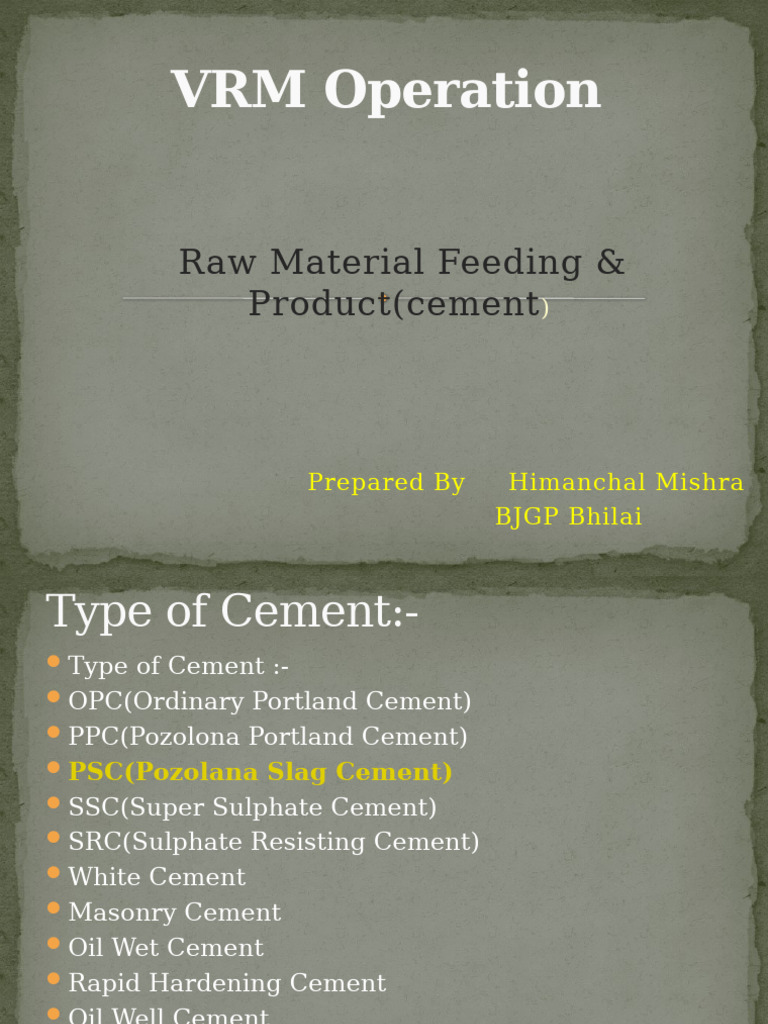 VRM Operation | PDF | Mill (Grinding) | Cement