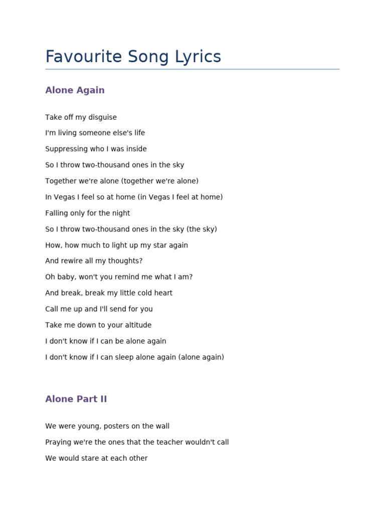 Random Song Lyrics | PDF